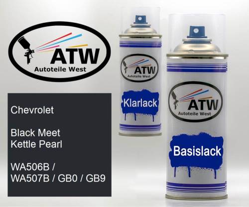 Chevrolet, Black Meet Kettle Pearl, WA506B / WA507B / GB0 / GB9: 400ml Sprühdose + 400ml Klarlack - Set, von ATW Autoteile West.